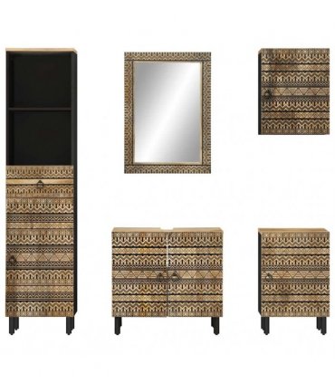 vidaXL 5 Piece Bathroom Furniture Set Solid Wood Mango