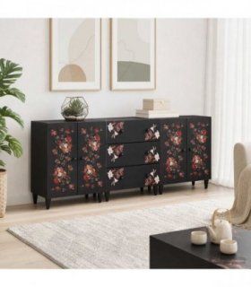 vidaXL Storage Cabinets 3 pcs 180 x 33 x 75 cm Solid Mango Wood