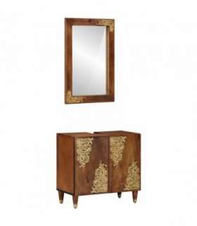 vidaXL Bathroom Cabinet Set 2 pcs Honey Brown Solid Mango Wood
