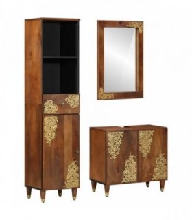 vidaXL Bathroom Cabinet Set 3 pcs Honey Brown Solid Mango Wood