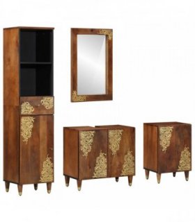 vidaXL Bathroom Cabinet Set 4 pcs Honey Brown Solid Mango Wood