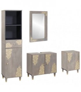 vidaXL Bathroom Cabinet Set 4 pcs Grey Solid Mango Wood