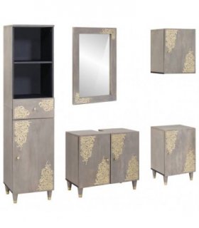 vidaXL Bathroom Cabinet Set 5 pcs Grey Solid Mango Wood