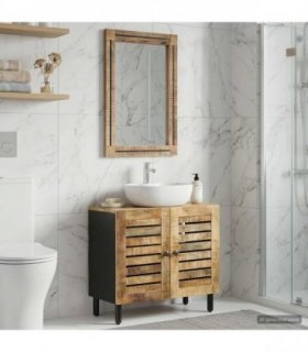 vidaXL Bathroom Cabinet Set 2 pcs Natural Solid Mango Wood