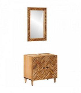 vidaXL Bathroom Cabinet Set 2 pcs 62 x 33 x 58 cm Solid Mango Wood