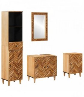 vidaXL Bathroom Cabinet Set 4 pcs 62 x 33 x 58 cm Solid Mango Wood