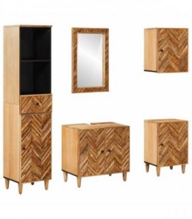 vidaXL Bathroom Cabinet Set 5 pcs 62 x 33 x 58 cm Solid Mango Wood