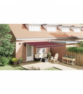 vidaXL Manual Awning with Solar LED 4 x 3 m Burgundy 100% Polyester