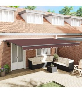 vidaXL Manual Awning 5 x 3 m Brown 100% Polyester