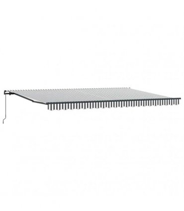 vidaXL Manual Awning 5 x 3 m Anthracite and White Stripe
