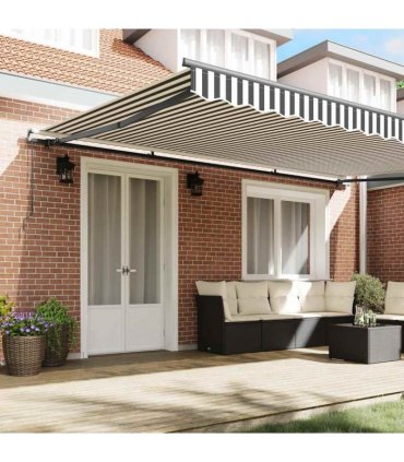 vidaXL Manual Awning 5 x 3 m Anthracite and White Stripe
