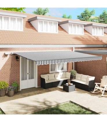 vidaXL Manual Awning with Solar LED 5 x 3 m