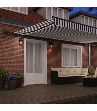 vidaXL Manual Awning with Solar LED 5 x 3 m