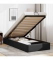 vidaXL Ottoman Bed Frame without Mattress Black Single Faux Leather