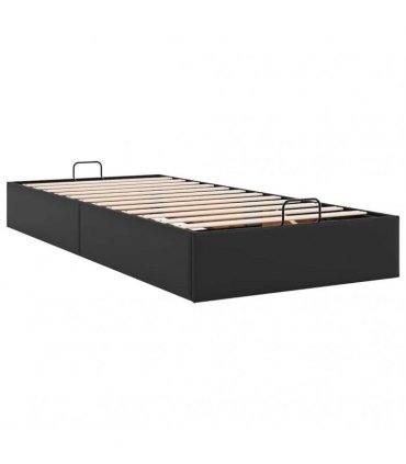 vidaXL Ottoman Bed Frame without Mattress Black Single Faux Leather