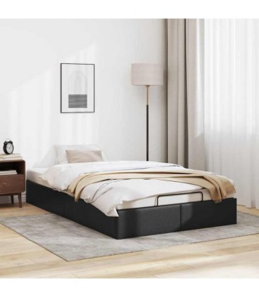 vidaXL Ottoman Bed Frame without Mattress Black Double Faux Leather