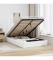 vidaXL Ottoman Bed Frame without Mattress White Double Faux Leather
