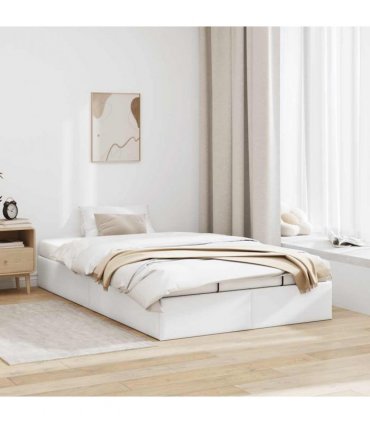 vidaXL Ottoman Bed Frame without Mattress White Double Faux Leather