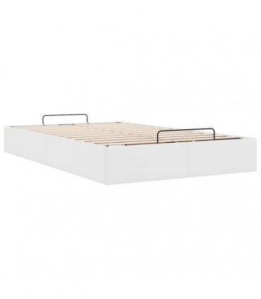 vidaXL Ottoman Bed Frame without Mattress White Double Faux Leather