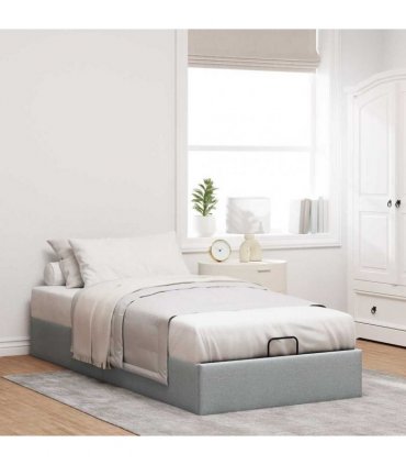 vidaXL Ottoman Bed Frame without Mattress Light Grey Single Fabric