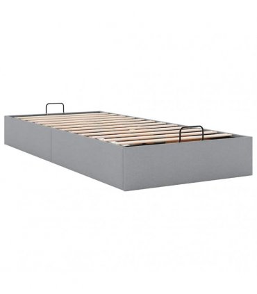 vidaXL Ottoman Bed Frame without Mattress Light Grey Single Fabric
