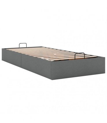 vidaXL Ottoman Bed Frame without Mattress Dark Grey Single Fabric