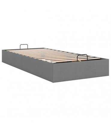 vidaXL Ottoman Bed Frame without Mattress Dark Grey Single Fabric