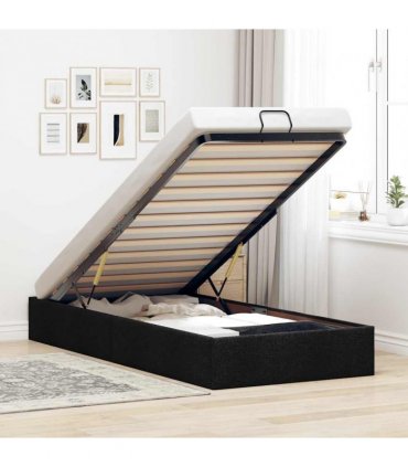 vidaXL Ottoman Bed Frame without Mattress Black Single Fabric