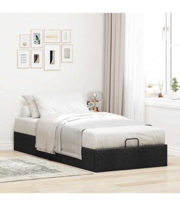 vidaXL Ottoman Bed Frame without Mattress Black Single Fabric