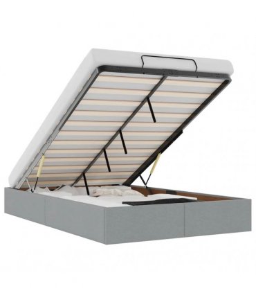 vidaXL Ottoman Bed Frame without Mattress Light Grey Double Fabric