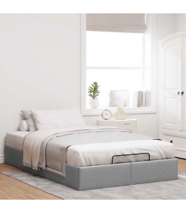 vidaXL Ottoman Bed Frame without Mattress Light Grey Double Fabric
