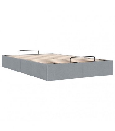 vidaXL Ottoman Bed Frame without Mattress Light Grey Double Fabric