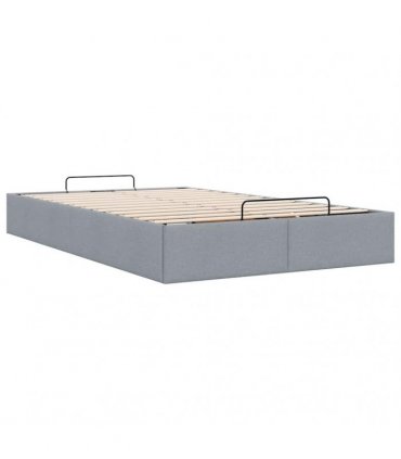 vidaXL Ottoman Bed Frame without Mattress Light Grey Double Fabric
