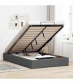 vidaXL Ottoman Bed Frame without Mattress Dark Grey Double Fabric