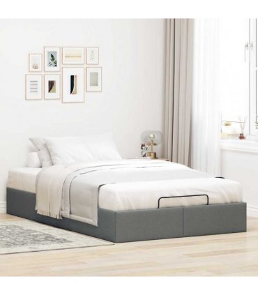vidaXL Ottoman Bed Frame without Mattress Dark Grey Double Fabric