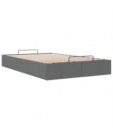 vidaXL Ottoman Bed Frame without Mattress Dark Grey Double Fabric