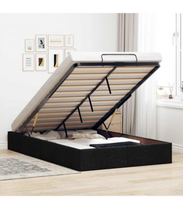 vidaXL Ottoman Bed Frame without Mattress Black Double Fabric