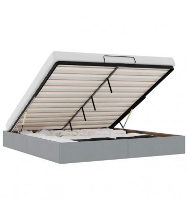 vidaXL Ottoman Bed Frame without Mattress Light Grey Super King Fabric