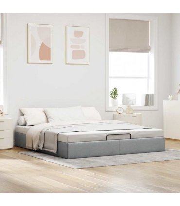 vidaXL Ottoman Bed Frame without Mattress Light Grey Super King Fabric