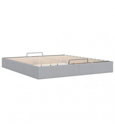 vidaXL Ottoman Bed Frame without Mattress Light Grey Super King Fabric