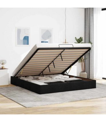 vidaXL Ottoman Bed Frame without Mattress Black Super King Fabric