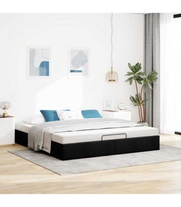 vidaXL Ottoman Bed Frame without Mattress Black Super King Fabric
