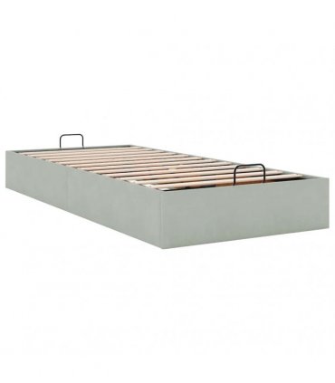 vidaXL Ottoman Bed Frame No Mattress Light Grey Single Velvet
