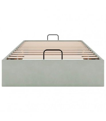 vidaXL Ottoman Bed Frame No Mattress Light Grey Single Velvet