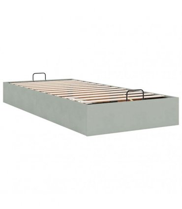 vidaXL Ottoman Bed Frame No Mattress Light Grey Single Velvet