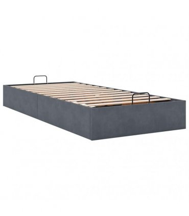 vidaXL Ottoman Bed Frame No Mattress Dark Grey Single Velvet
