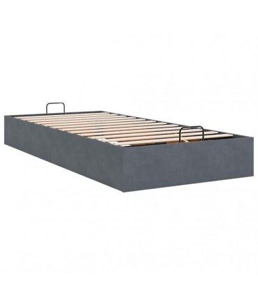 vidaXL Ottoman Bed Frame No Mattress Dark Grey Single Velvet