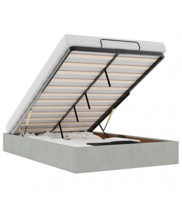 vidaXL Ottoman Bed Frame No Mattress Light Grey Double Velvet