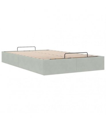 vidaXL Ottoman Bed Frame No Mattress Light Grey Double Velvet
