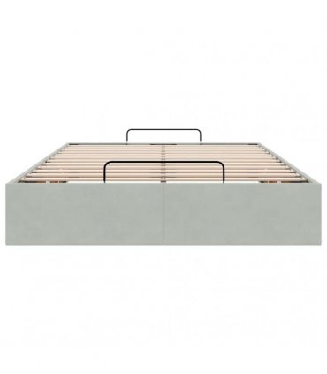 vidaXL Ottoman Bed Frame No Mattress Light Grey Double Velvet